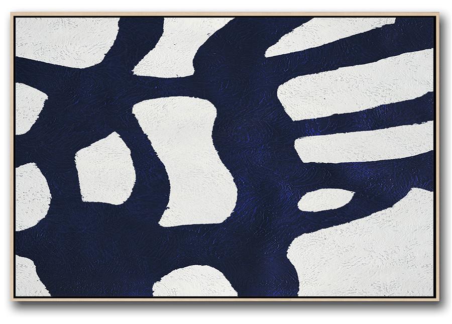 Horizontal Navy Blue Minimal Art #NV107C